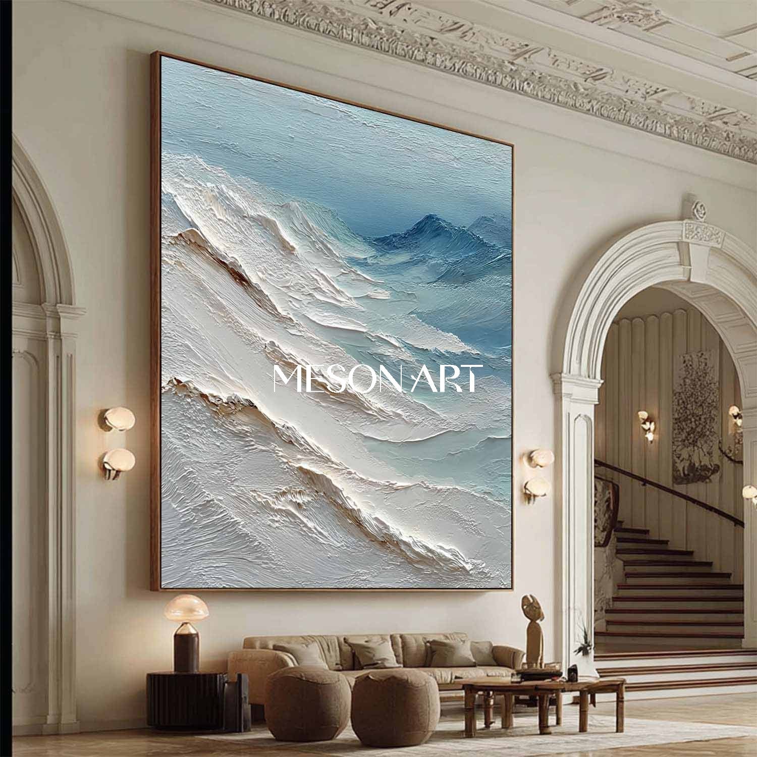 3D Large Entryway Abstract Snow Mountain Canvas Wall Art for Sale