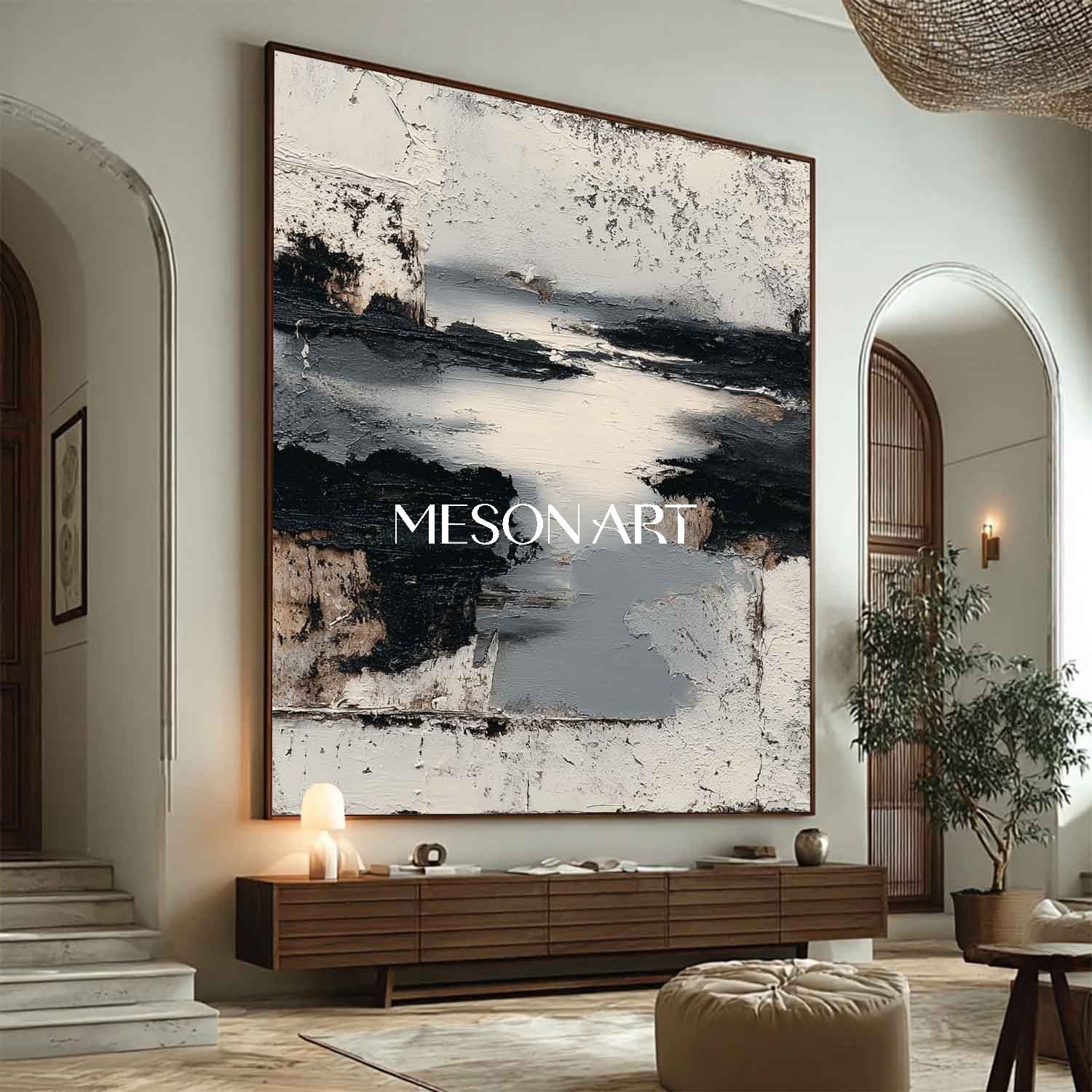 Wabi-Sabi Style Original Artwork 3D Textured Neutral Tones Painting