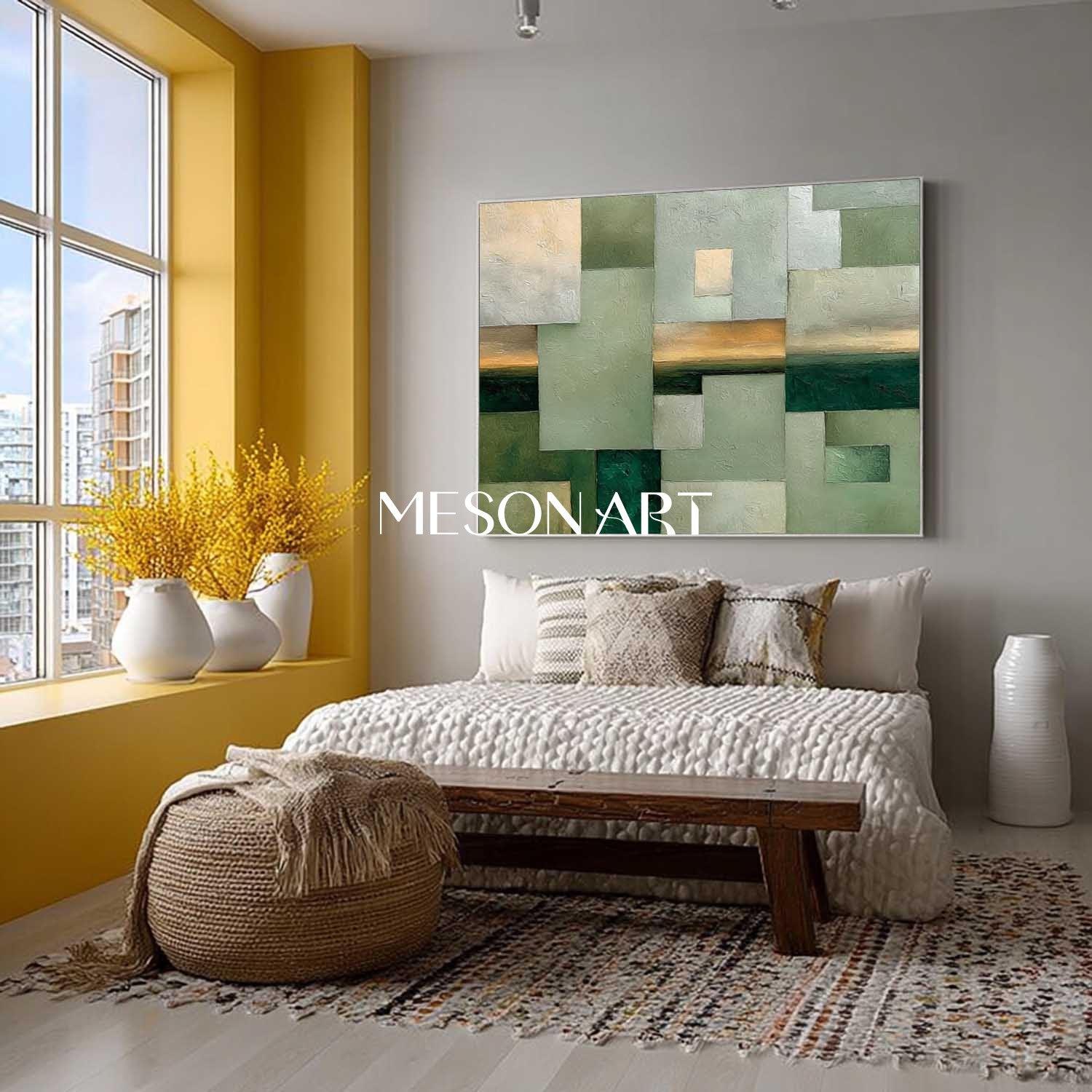 Wabi-sabi wall art brown abstract landscape painting nature canvas wall art decor for sale