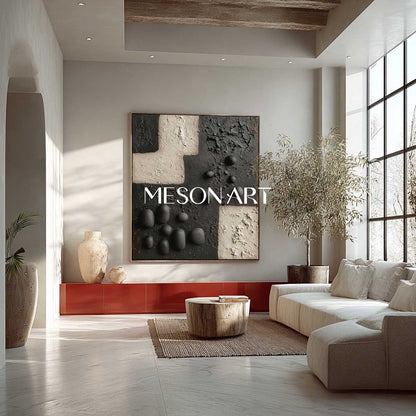 Large 3D Black Texture Wall Painting Black Abstract Canvas Art Black Abstract Art for Sale