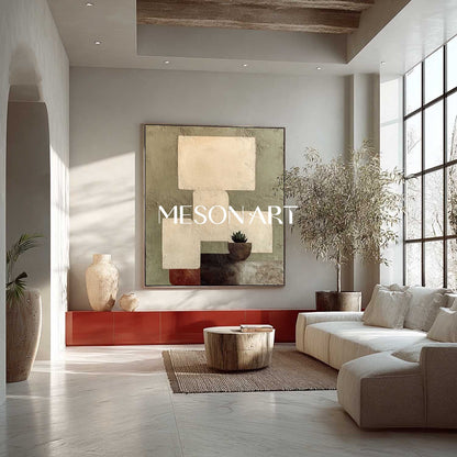 Beige and earth tone 3D abstract canvas art for sale Wabi-sabi art Beige and earth tone minimalist painting