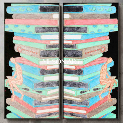 Large 2 piece set study room abstract wall painting for sale 2 piece set study room abstract oil painting art