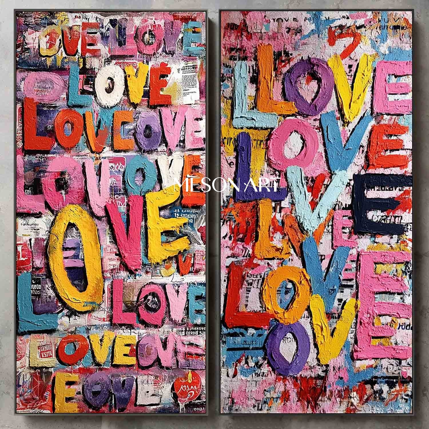 Large 2-piece LOVE wall art decoration New house decoration ideas Valentine's Day LOVE art gift
