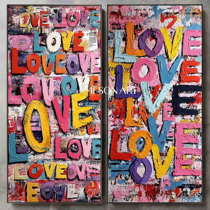 Large 2-piece LOVE wall art decoration New house decoration ideas Valentine's Day LOVE art gift