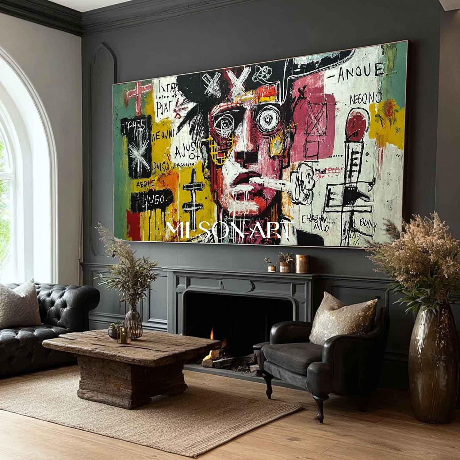 Large Abstract Neo Expressionism Portrait Painting Modern Home Decor