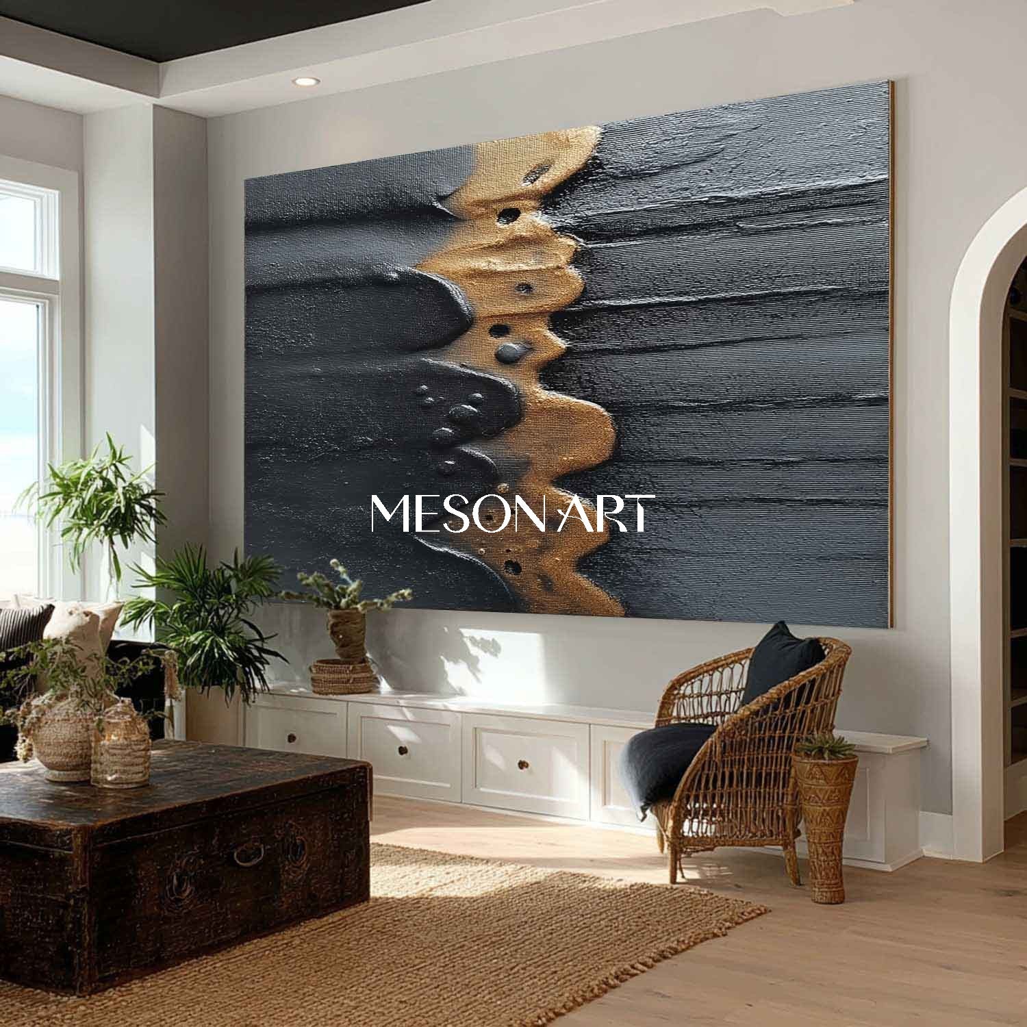 Wabi-Sabi Textured Minimalist Abstract Painting for Living Room Wall