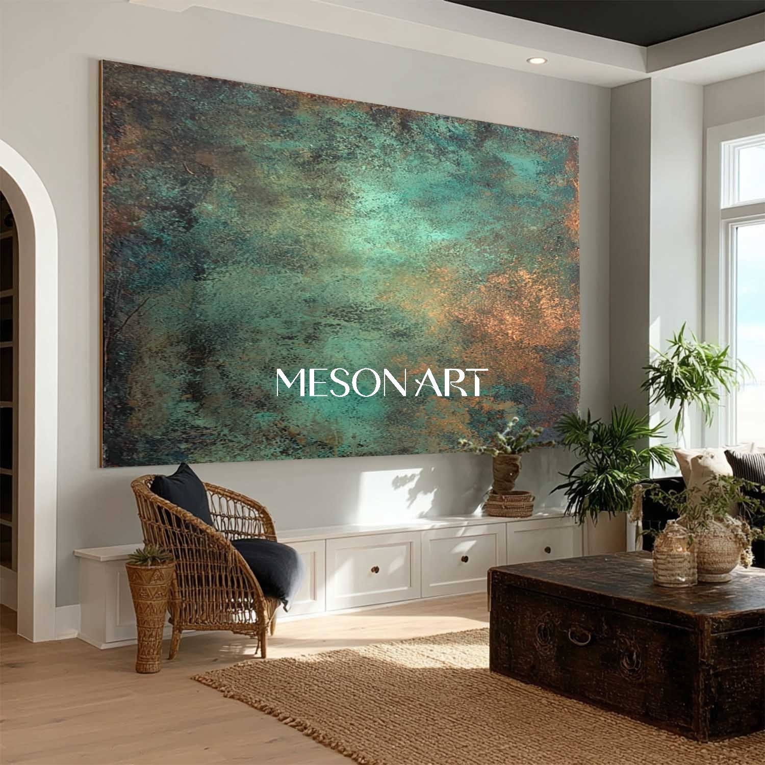 Buy Green and Bronze Abstract Art Canvas Bronze Living Room Wall Decor