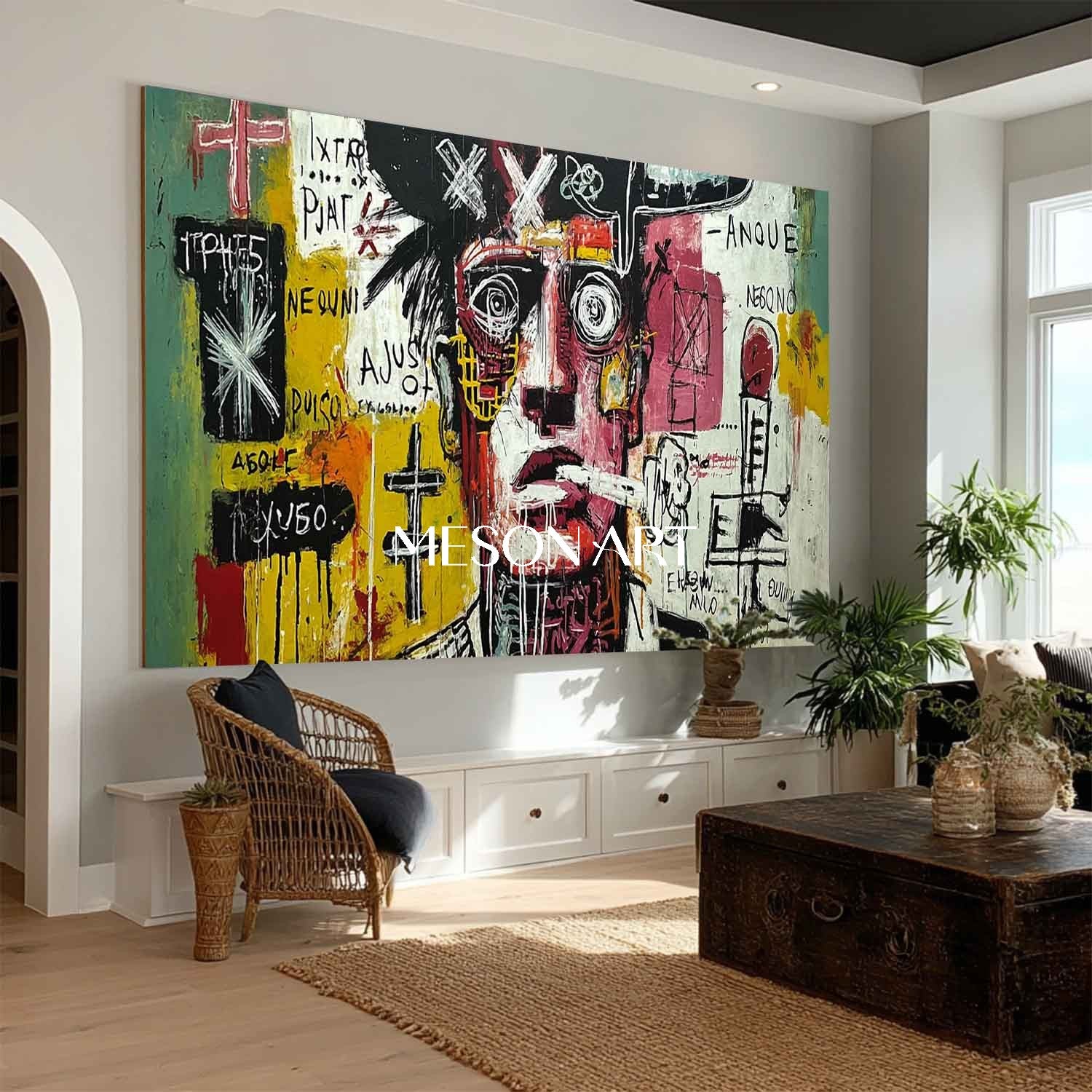 Large Abstract Neo Expressionism Portrait Painting Modern Home Decor