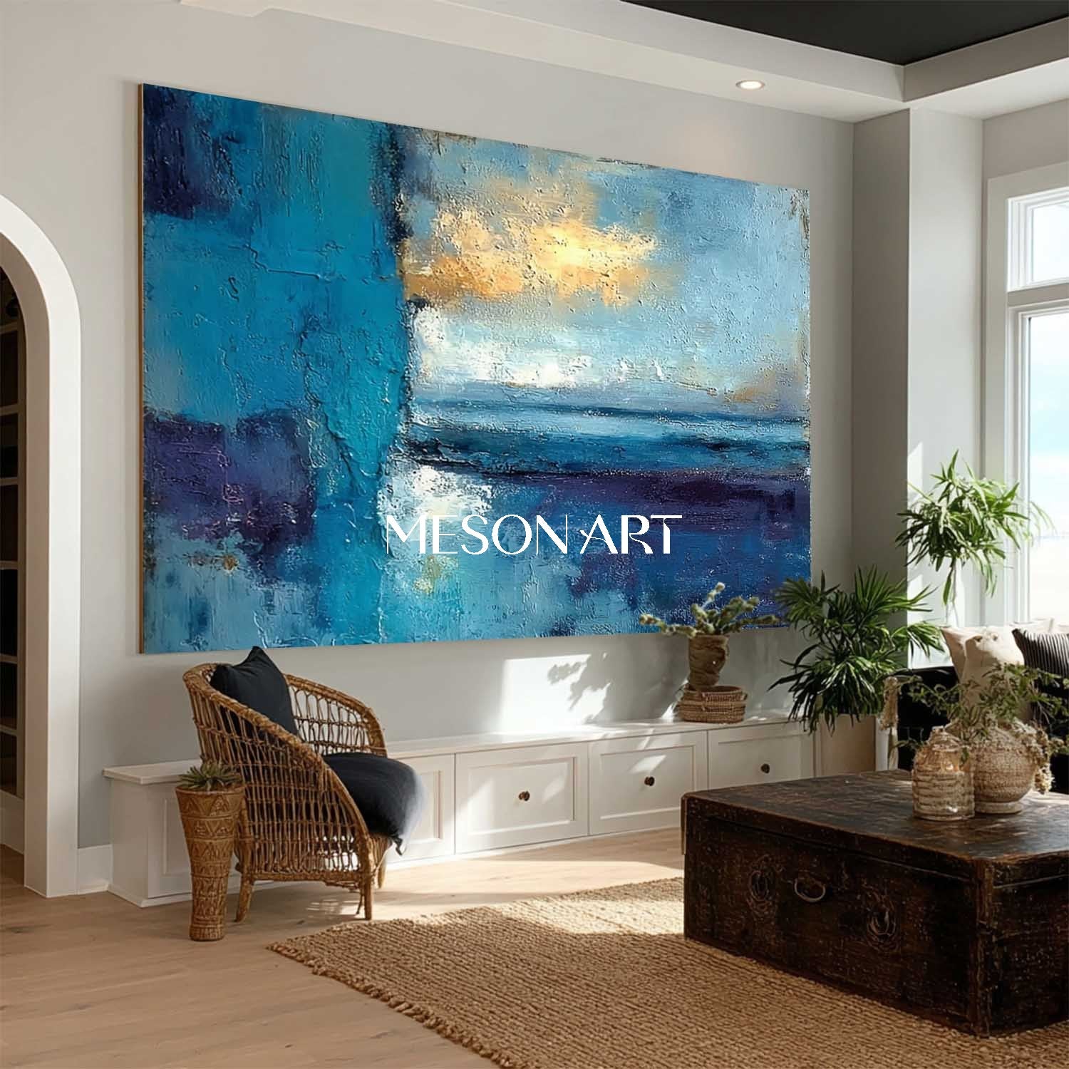 Blue Abstract Wall Painting for Living Room Blue Abstract Art for Sale