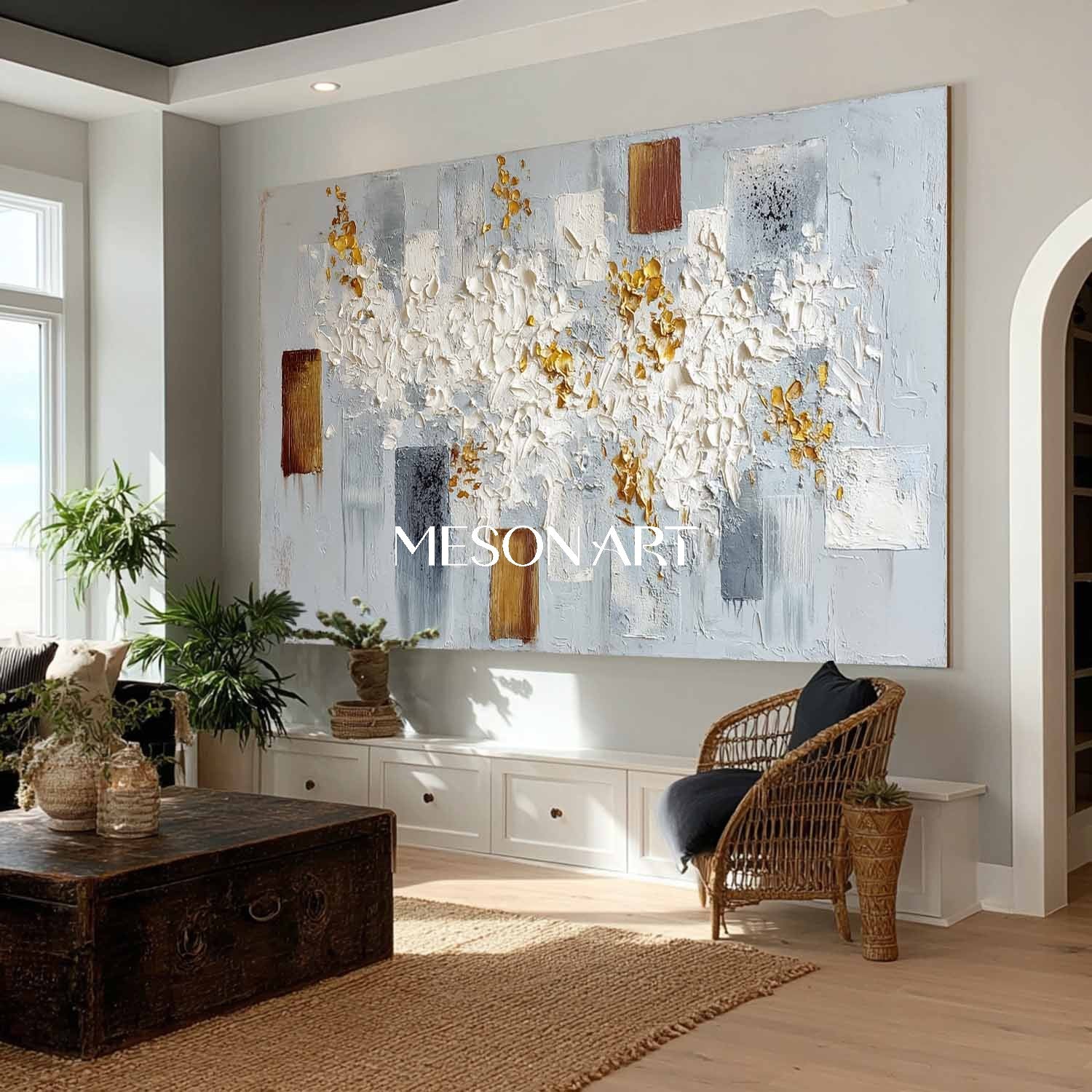 Oversized Contemporary Abstract Hand-Painted Wall Art for Living Room