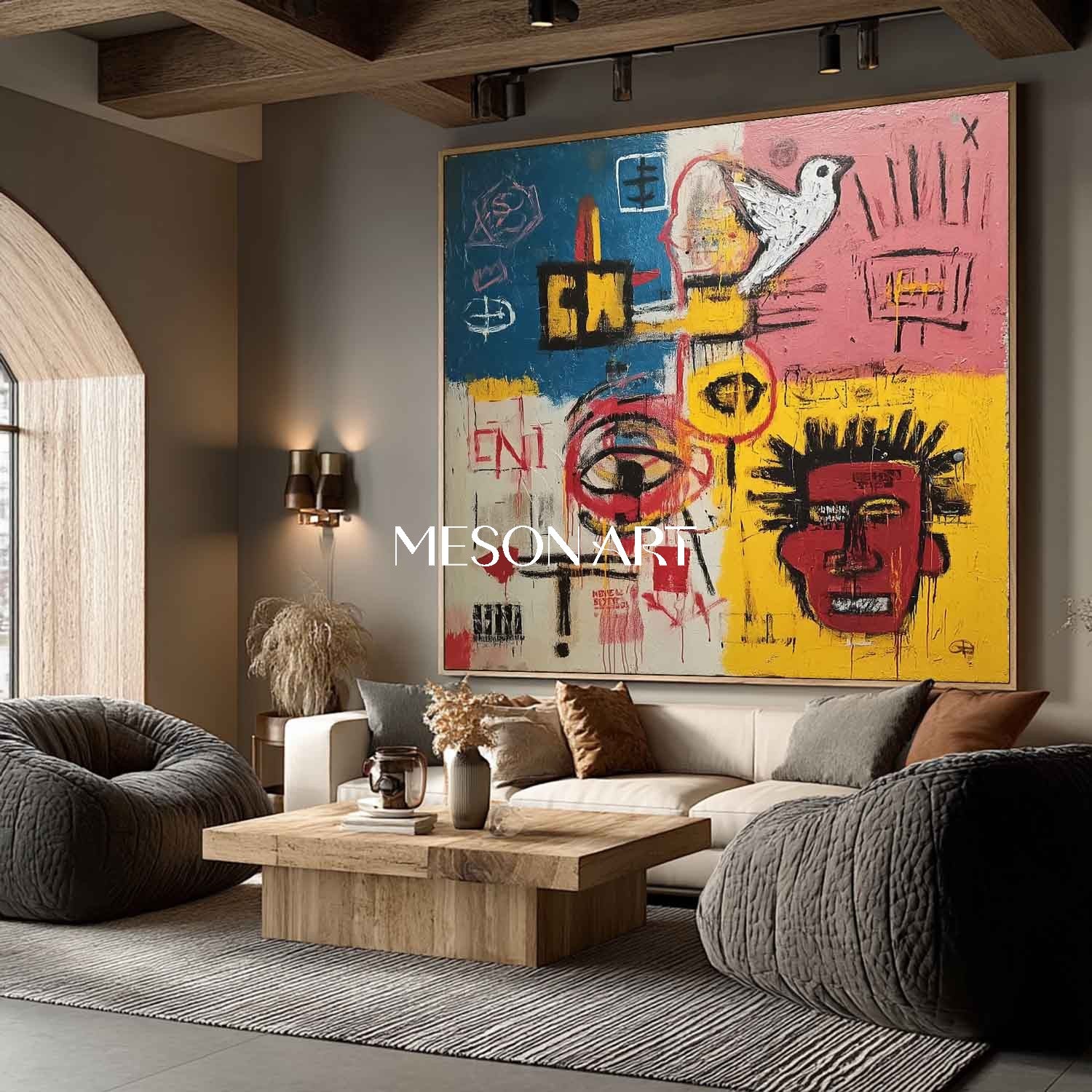 Graffiti Inspired Pop Art Canvas Bold Colors Urban Symbols Modern Wall