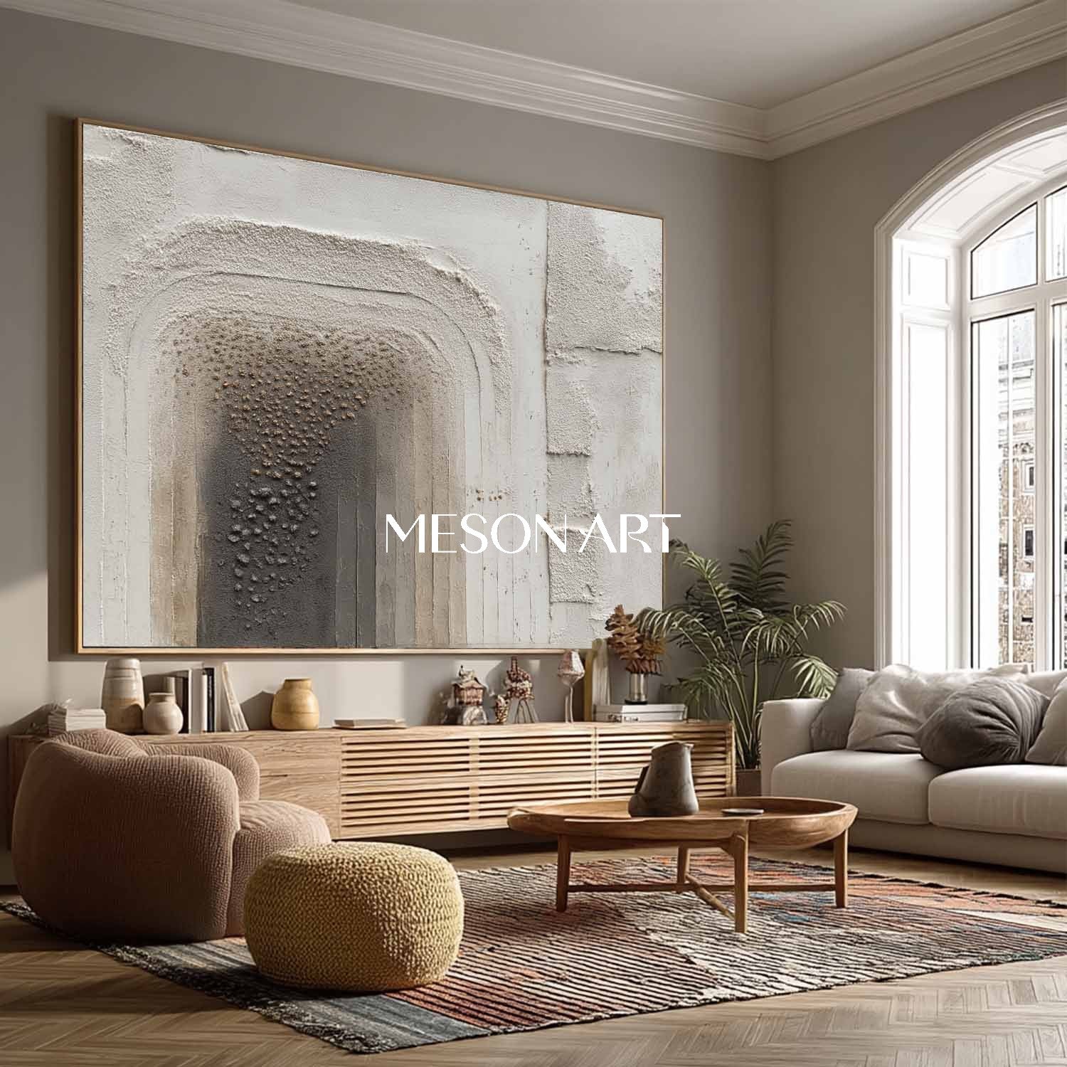 Wabi-Sabi Textured Wall Art Minimalist Handmade Painting Living Room