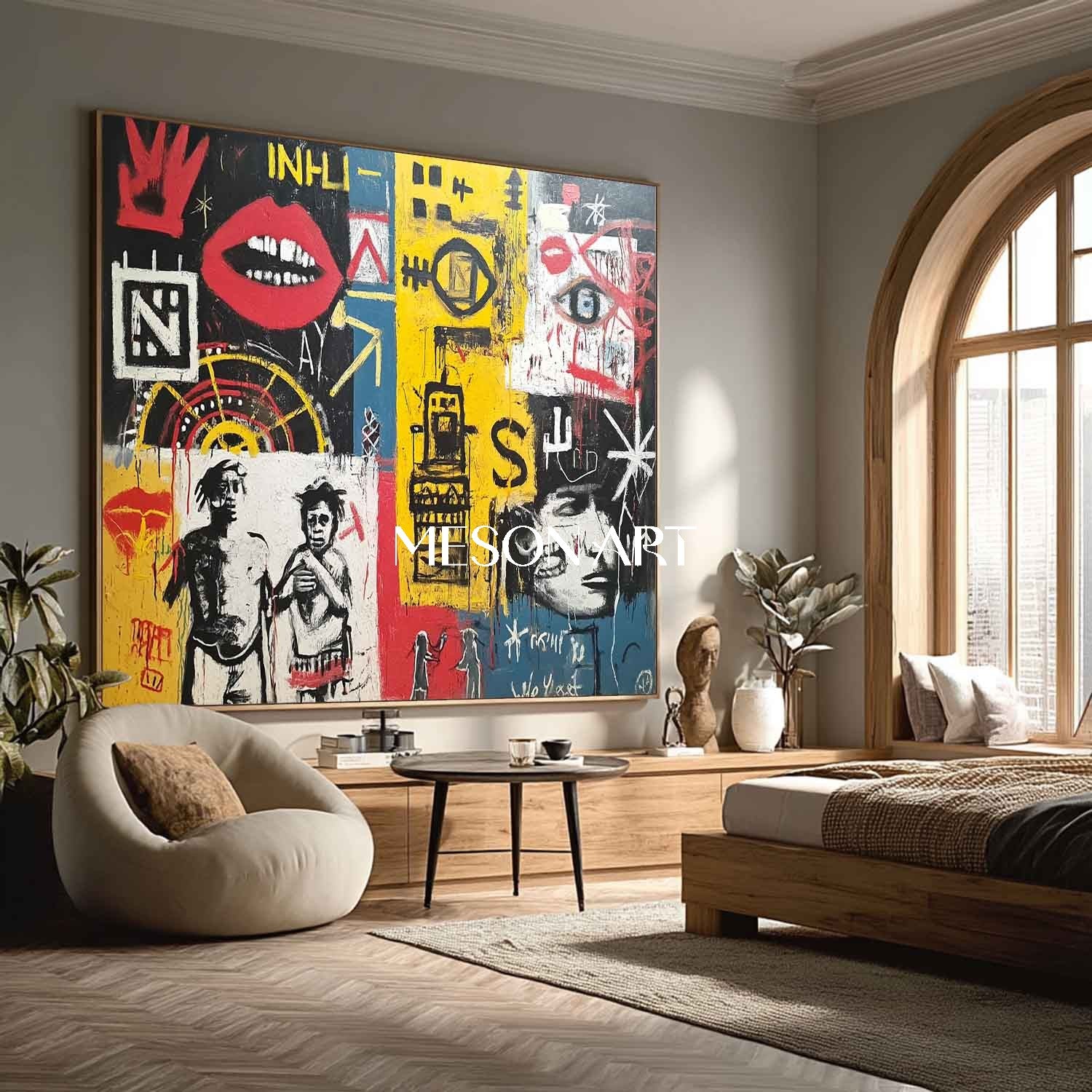 Vibrant Neo Expressionism Urban Legend Original Oil Painting Framed Art