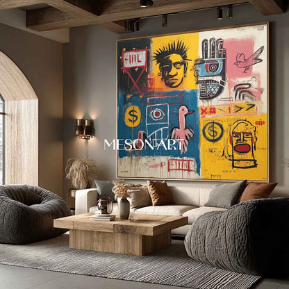 Basquiat Style Street Art Abstract Pop Canvas Modern Entryway Wall Decor