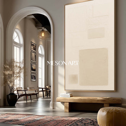 Beige Wabi-Sabi Contemporary Minimalist Textured Canvas Living Room