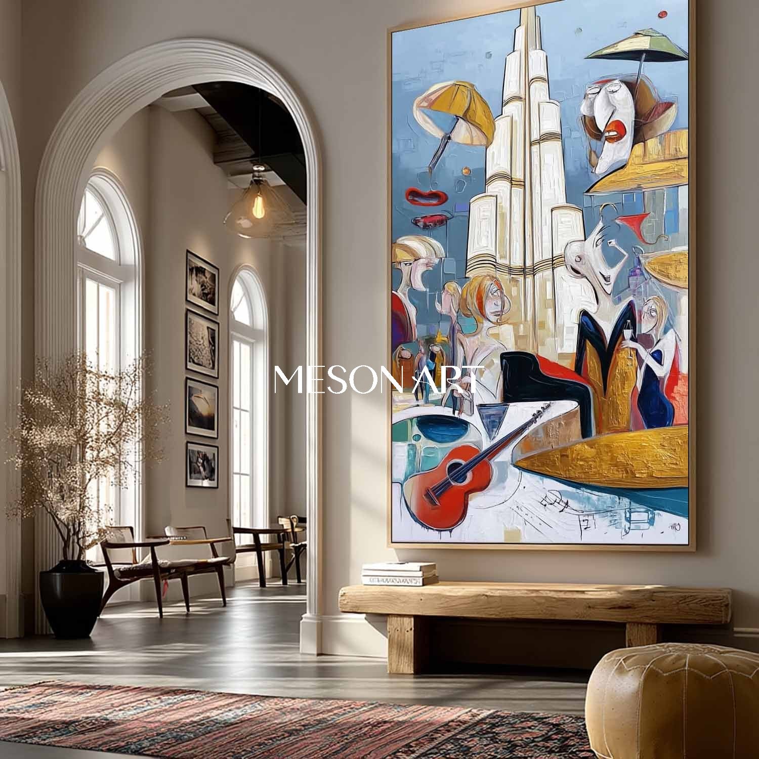 Oder Blue Luxury Abstract Painting Vertical Entryway Wall Art Decor