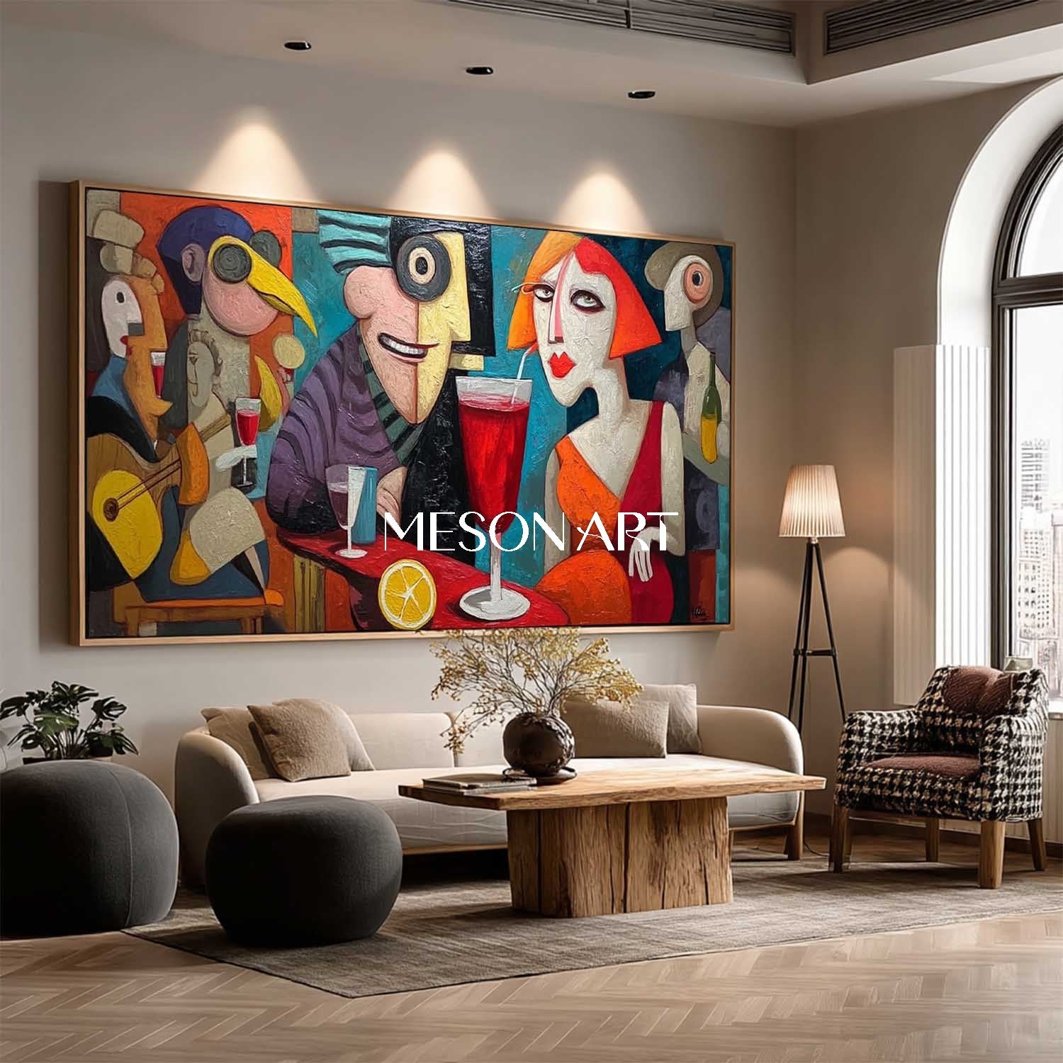 Order Large Panoramic Pop Art Painting for Living Room or Hotel Lobby