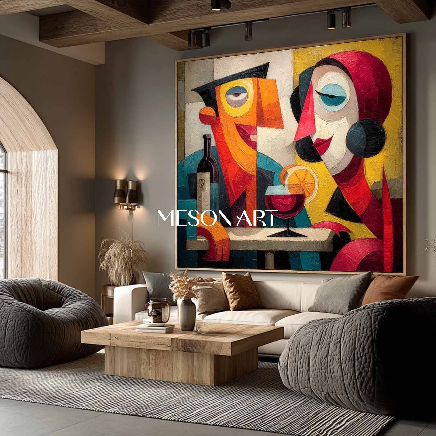 Square Bold Pop Art Abstract Art for Trendy Office or Hotel Lobby