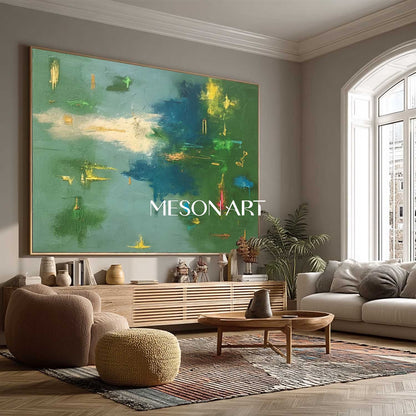 Teal Green Abstract Wall Art Large Textured Original Modern Painting