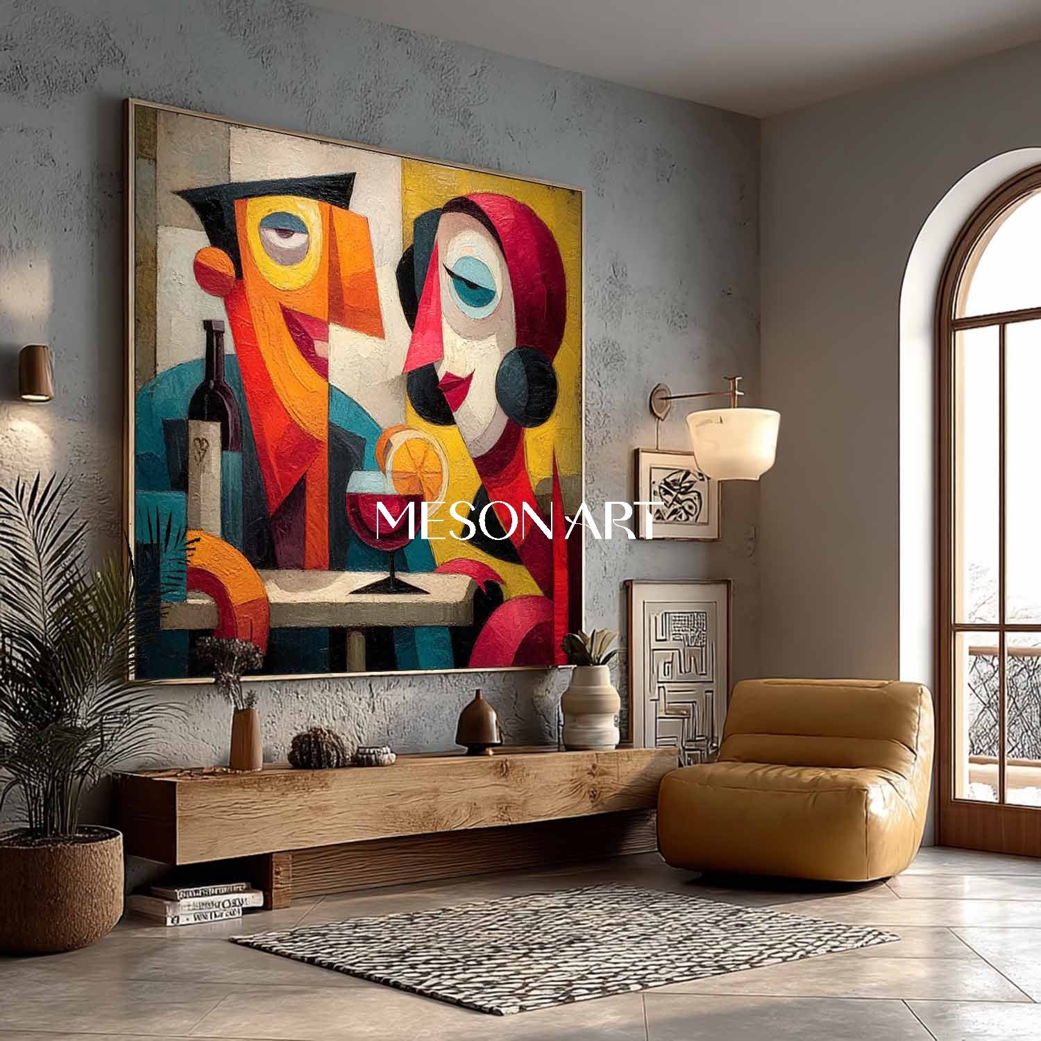 Square Bold Pop Art Abstract Art for Trendy Office or Hotel Lobby