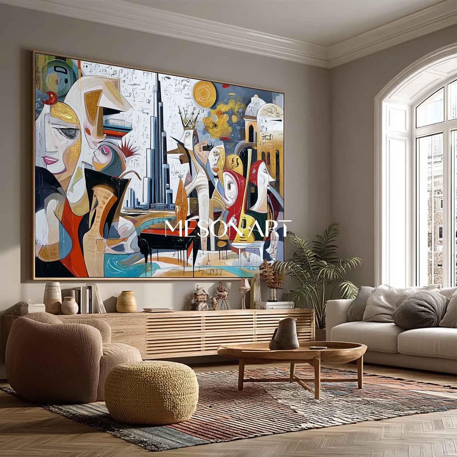 Cubism Picasso Inspired Abstract Painting Large Living Room Wall Decor