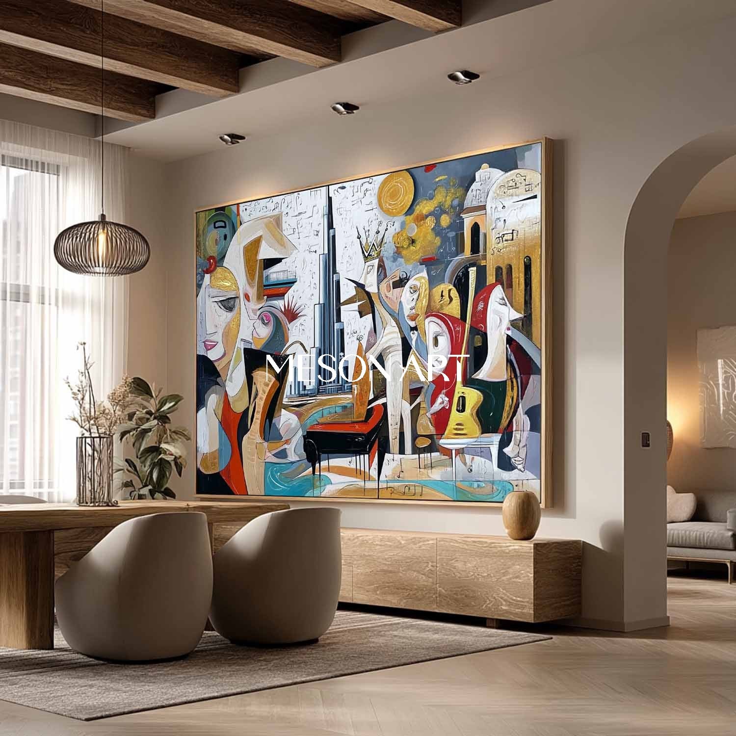 Cubism Picasso Inspired Abstract Painting Large Living Room Wall Decor