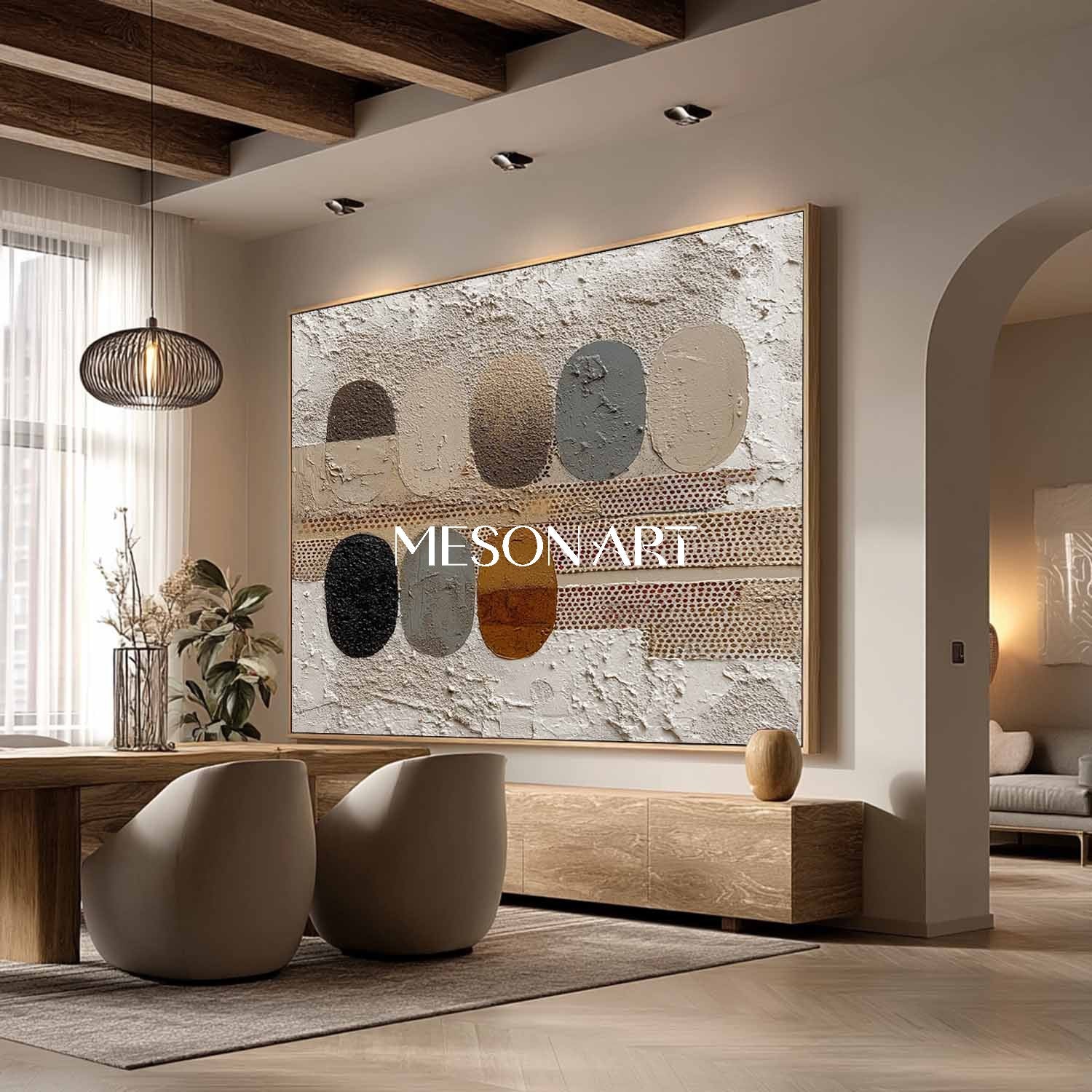 Earthy Tones Wabi-Sabi Large Canvas Textured Wall Art Free Shipping