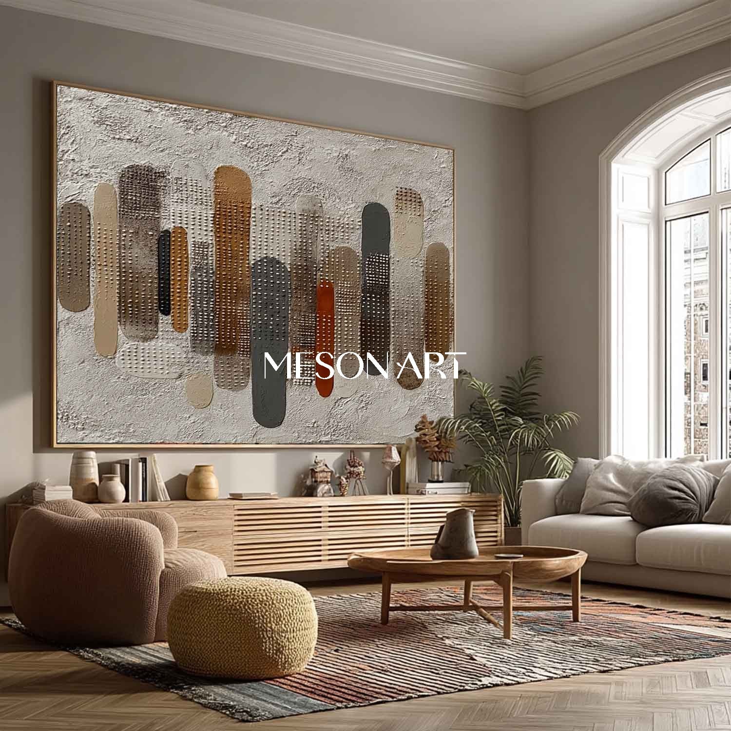 Large 3D Textured Fall Wall Art Wabi-Sabi Earthy Plaster On Sale