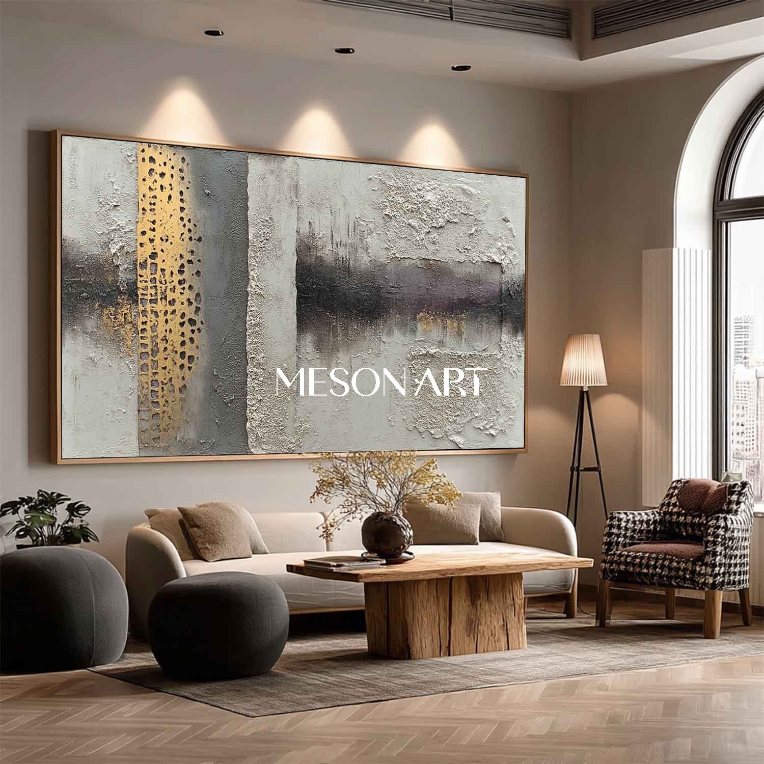 Luxury Gold Textured Wabi-Sabi Industrial Abstract Canvas Wall Art