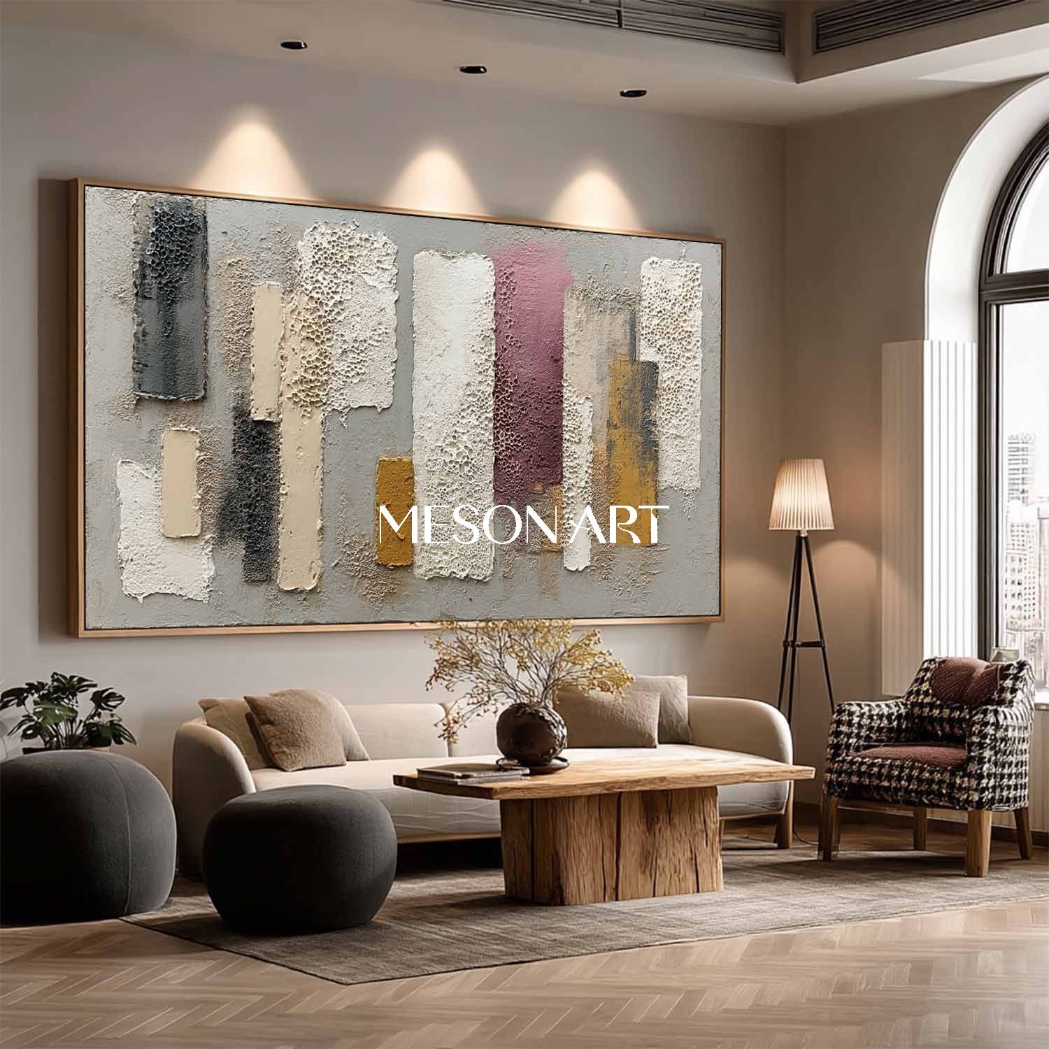Contemporary Wabi-Sabi Geometric Art Large Colorful Wall Decor