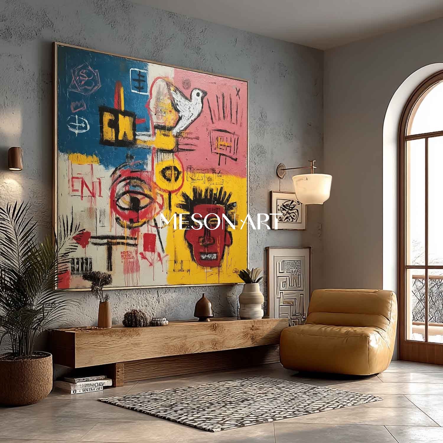 Graffiti Inspired Pop Art Canvas Bold Colors Urban Symbols Modern Wall