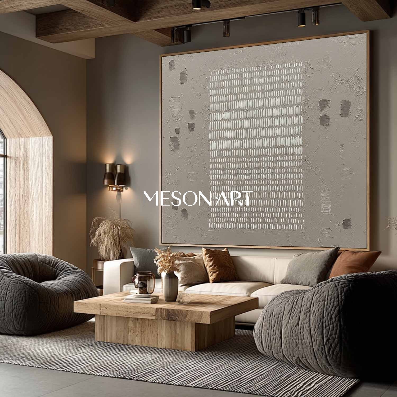 Large Wabi-Sabi 3D Textured Wall Art Neutral Tones Painting Entryway