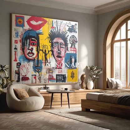 Contemporary Abstract Graffiti Expressionism Painting For Office Wall