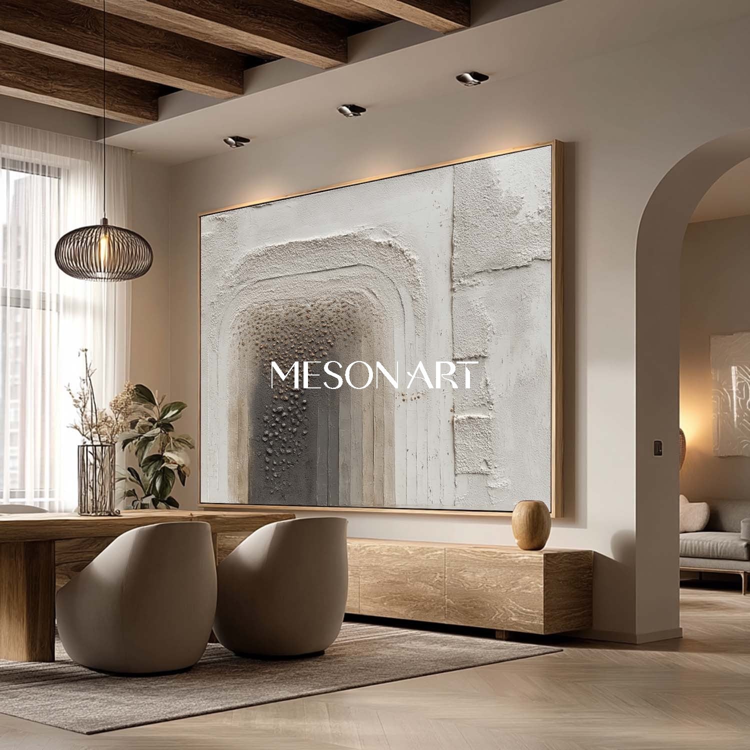 Wabi-Sabi Textured Wall Art Minimalist Handmade Painting Living Room