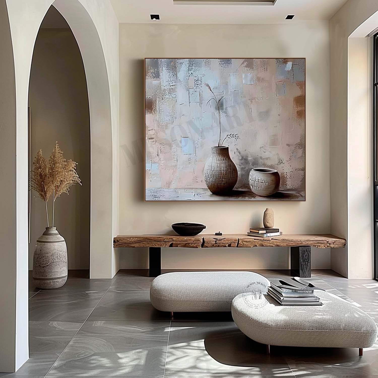 Large Ceramic Vase Art Ceramic Vase Still Life Paintings for Sale Grey Vase Canvas Wall Art Decor
