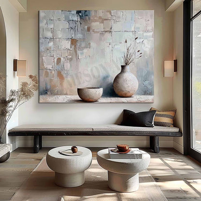 Large Grey Vase Canvas Wall Art Decor Ceramic Vase Art Ceramic Vase Still Life Paintings For Sale