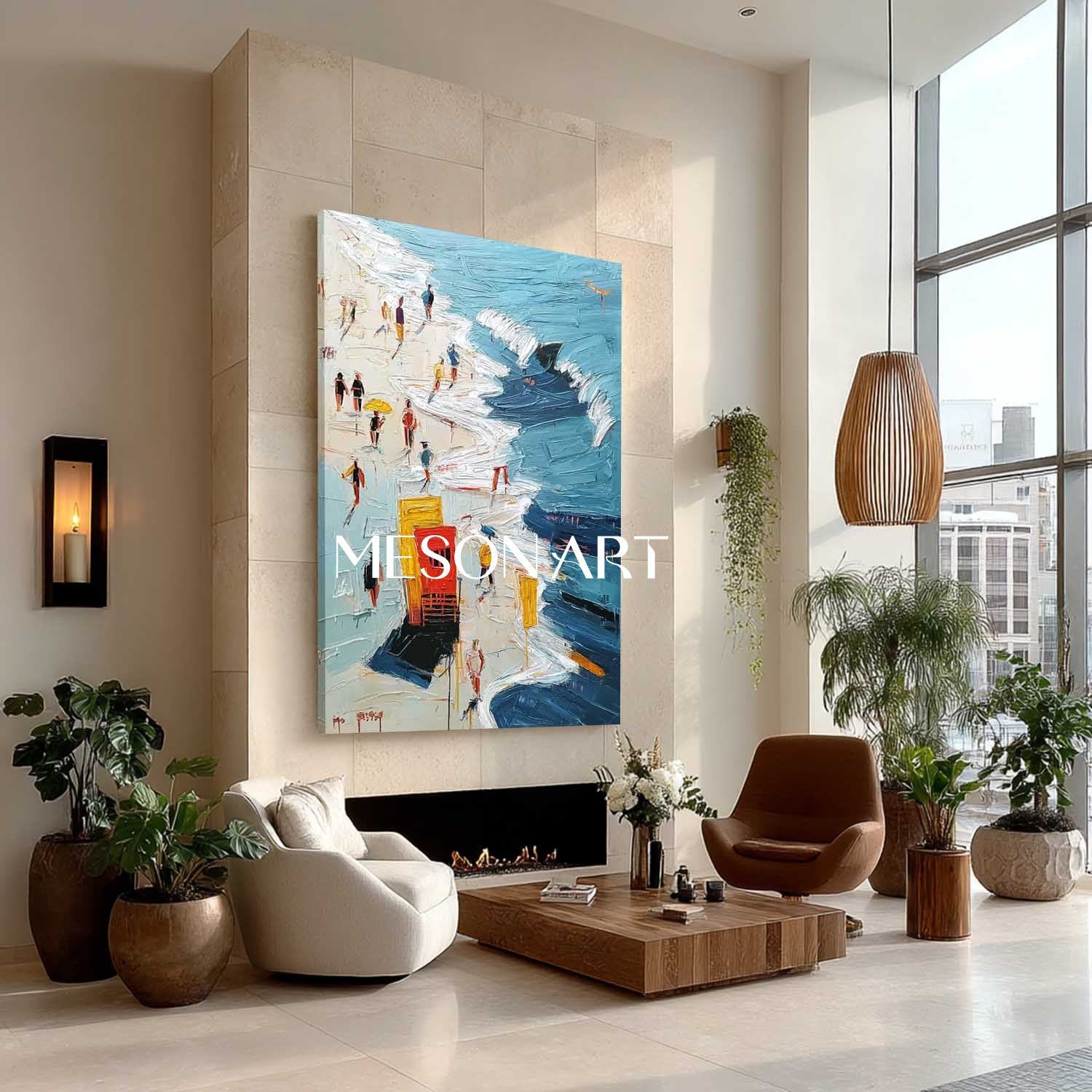 Large 3D Ocean Waves Beach Abstract Texture Painting Sea Beach Canvas Wall Art Decoration