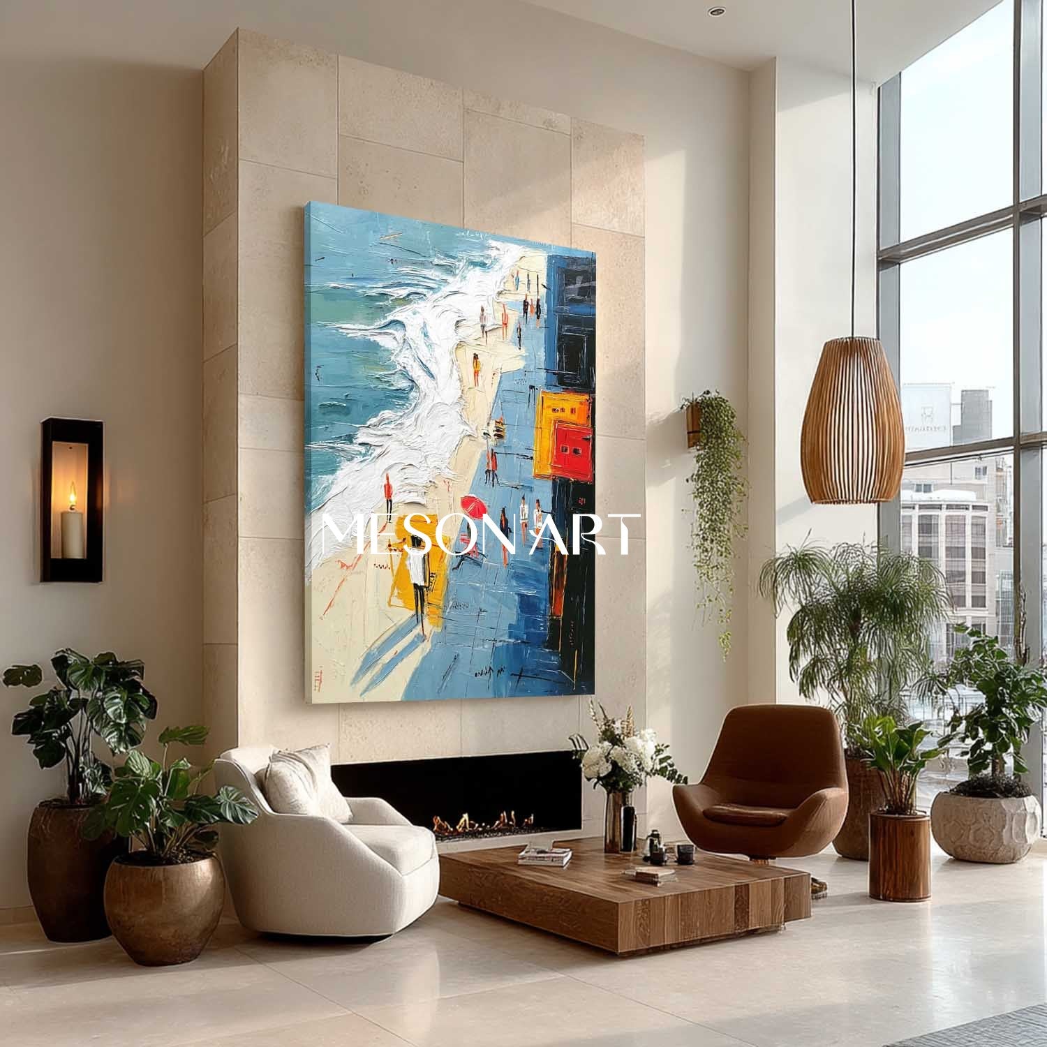 3D Seaside Beach Texture Wall Art Decoration Ocean Waves Beach Abstract Texture Canvas Paintings