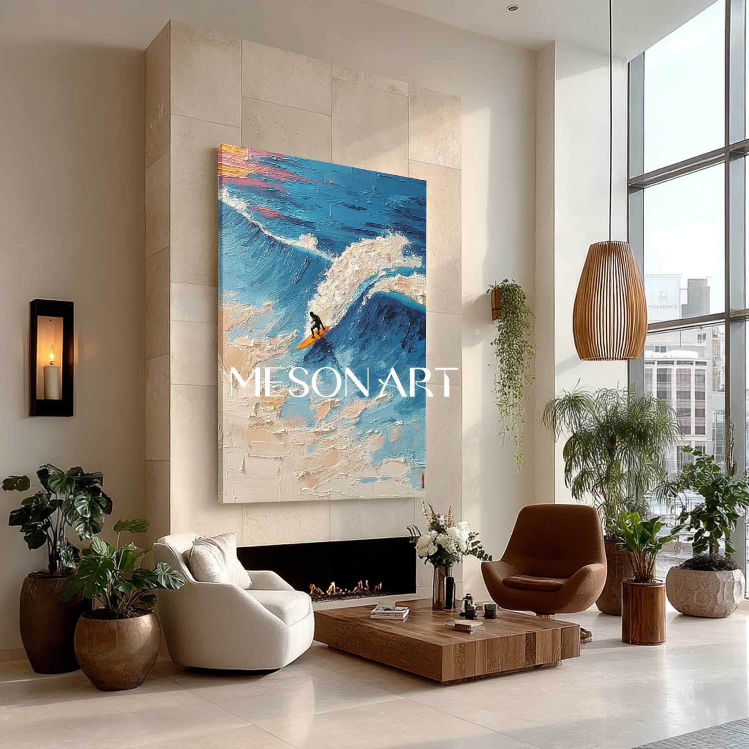 Large 3D Professional Surfer Wall Art Professional Surfer Abstract Textured Canvas Painting