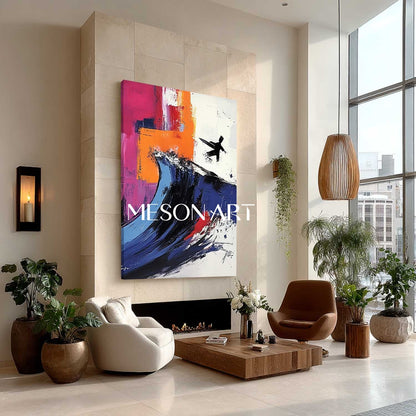 Large Funny Surfer Graffiti Abstract Canvas Art Funny Surfer Abstract Wall Art for Sale