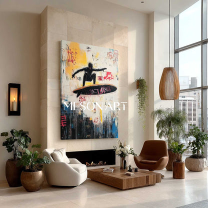 Large Cool Surfer Graffiti Abstract Canvas Art for Sale Cool Surfer Abstract Wall Art Decor