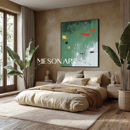 Large turquoise abstract art turquoise minimalist painting turquoise wall art decoration