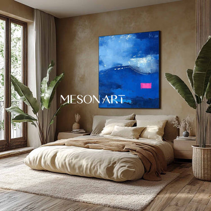 Large Contemporary Blue Abstract Canvas Wall Art Blue Abstract Landscape Paintings for Sale