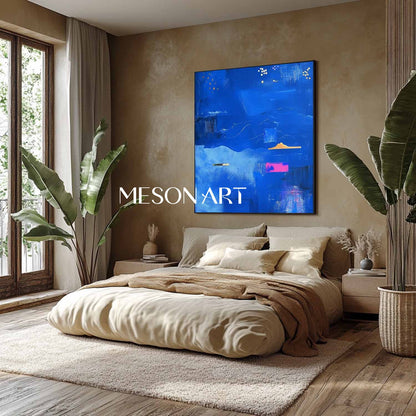 Contemporary Blue Abstract Canvas Wall Art Blue Abstract Minimalist Paintings for Sale
