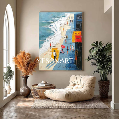 3D Seaside Beach Texture Wall Art Decoration Ocean Waves Beach Abstract Texture Canvas Paintings