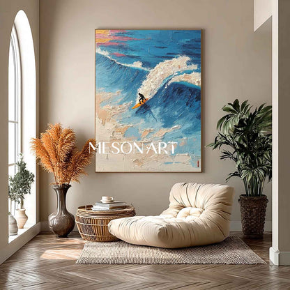 Large 3D Professional Surfer Wall Art Professional Surfer Abstract Textured Canvas Painting
