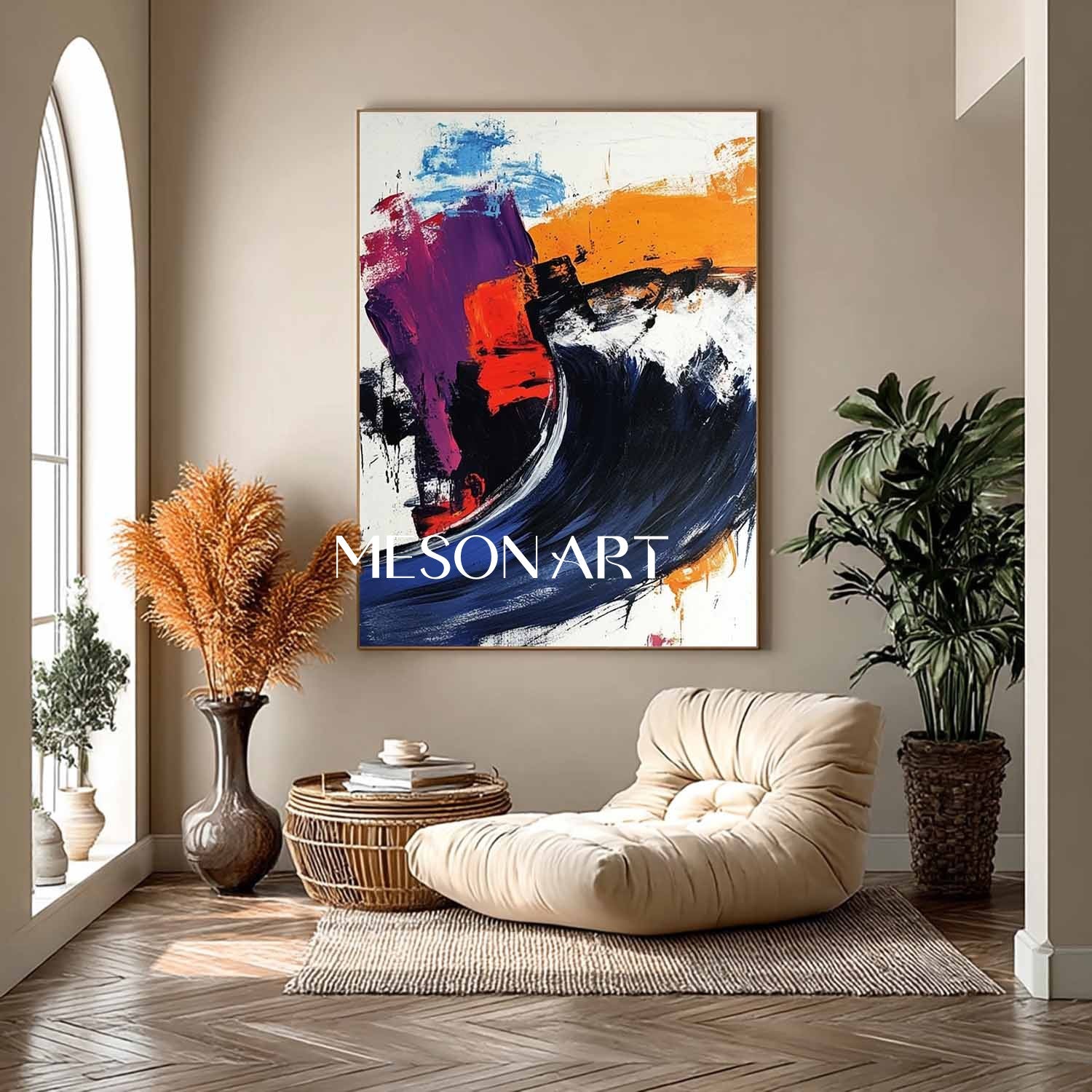 Large Blue and White Abstract Sea Art for Sale Blue and White Graffiti Canvas Wall Art Decor