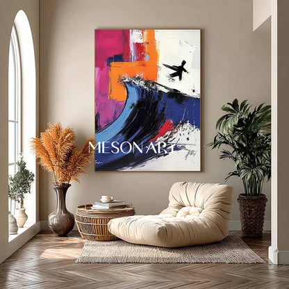 Large Funny Surfer Graffiti Abstract Canvas Art Funny Surfer Abstract Wall Art for Sale