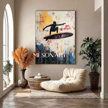 Large Cool Surfer Graffiti Abstract Canvas Art for Sale Cool Surfer Abstract Wall Art Decor