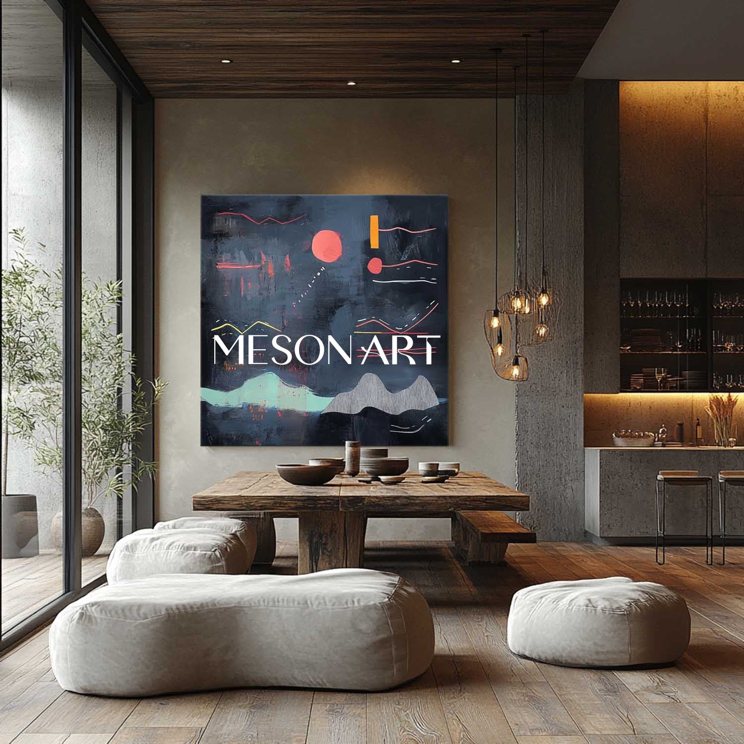 Large navy blue abstract art navy blue minimalist painting navy blue wall art decoration